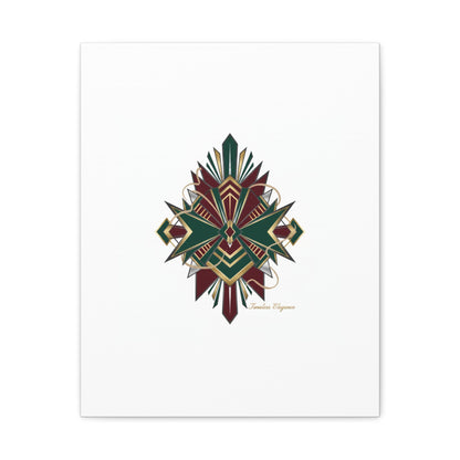 Art Deco geometric brass print Canvas | Neo-Deco chrome & gold fan motif