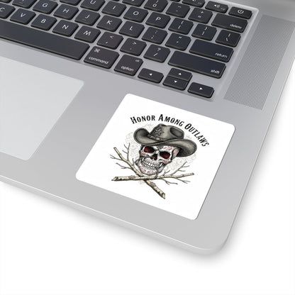 Honor Among Outlaws Sticker | Western Skull Art, Gothic Americana