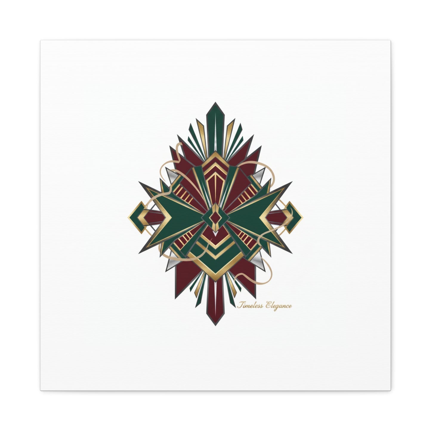 Art Deco geometric brass print Canvas | Neo-Deco chrome & gold fan motif