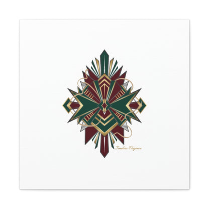 Art Deco geometric brass print Canvas | Neo-Deco chrome & gold fan motif