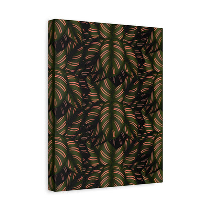 Calathea Pinstripe Pattern Canvas Print – Botanical Wall Art