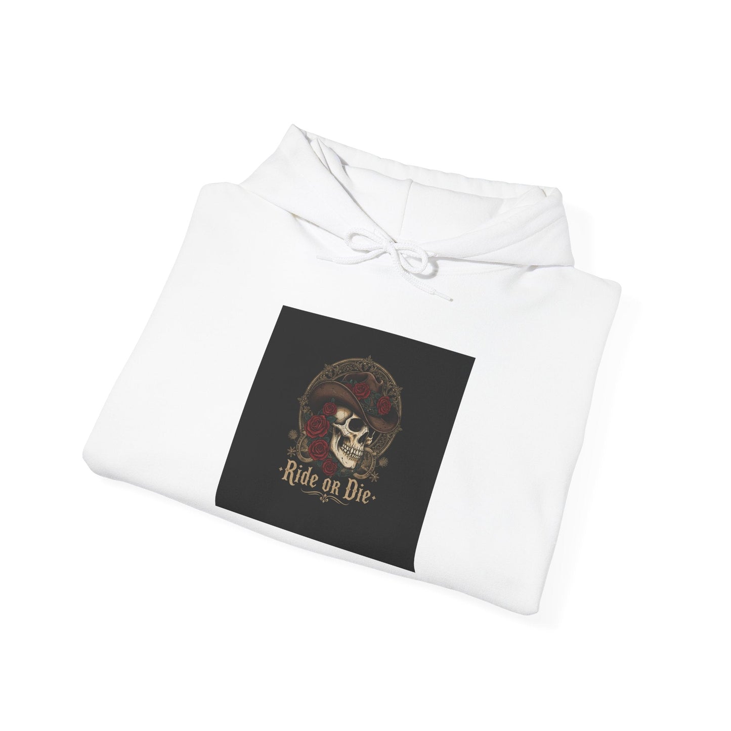Ride or Die Skull, Hoodie | western skull art, gothic Americana