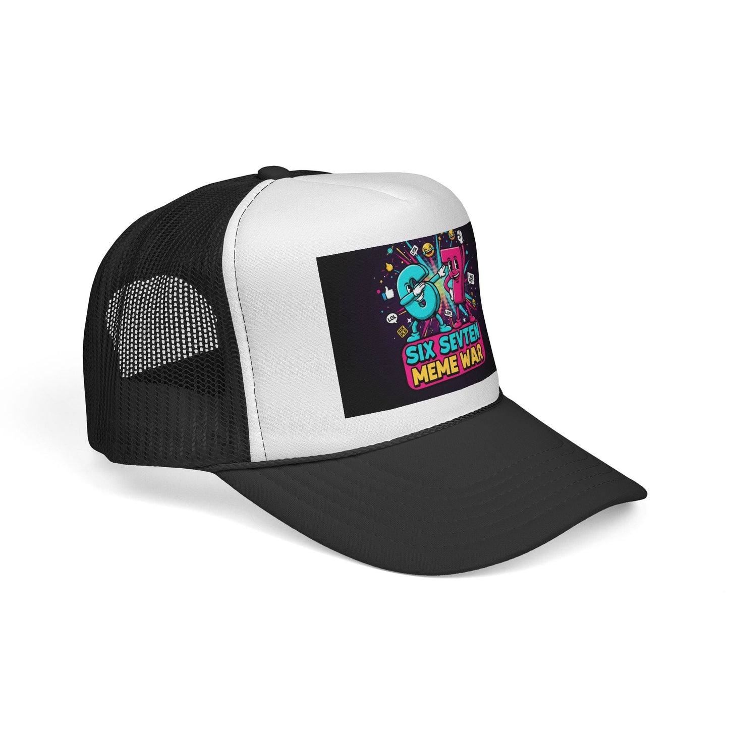 Trucker Cap - 'Six Seven Meme War' Colorful Retro Gaming Snapback