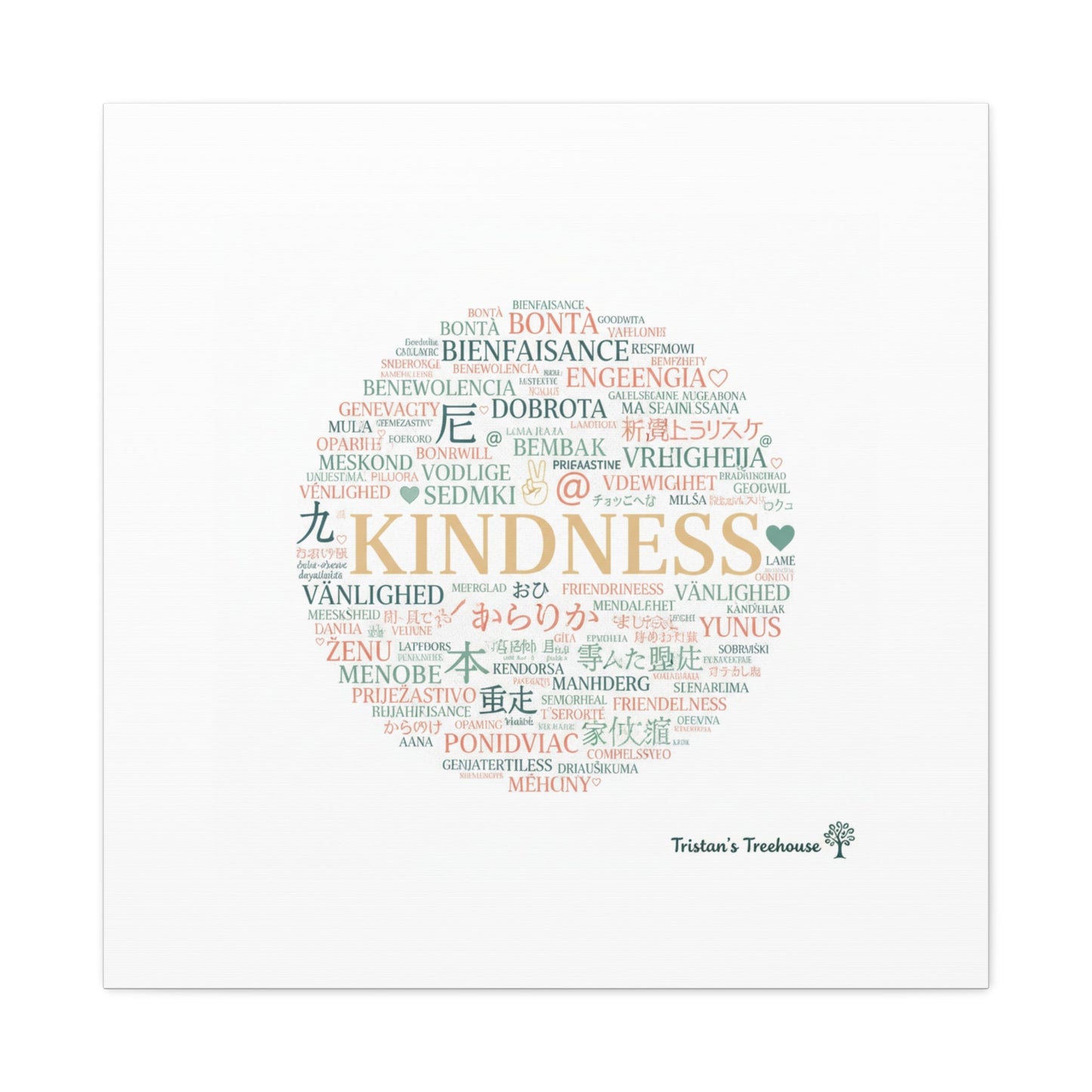 Kindness Word Cloud Canvas | Fresh Start Minimalist Wall Art