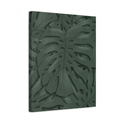 Deep Green Monstera Canvas Print – Botanical Wall Art