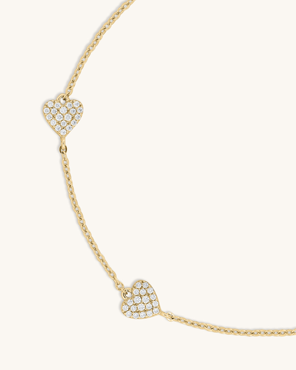 Triple Pave Hearts Bracelet