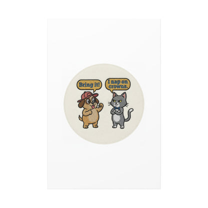 Funny Cat vs Dog Canvas | Pet Rivalry Wall Art