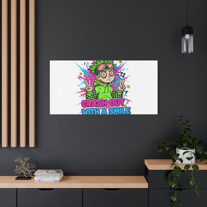 Crash Out With a Smile Canvas Print | Neon Skate Graffiti, Meme Meltdown Art