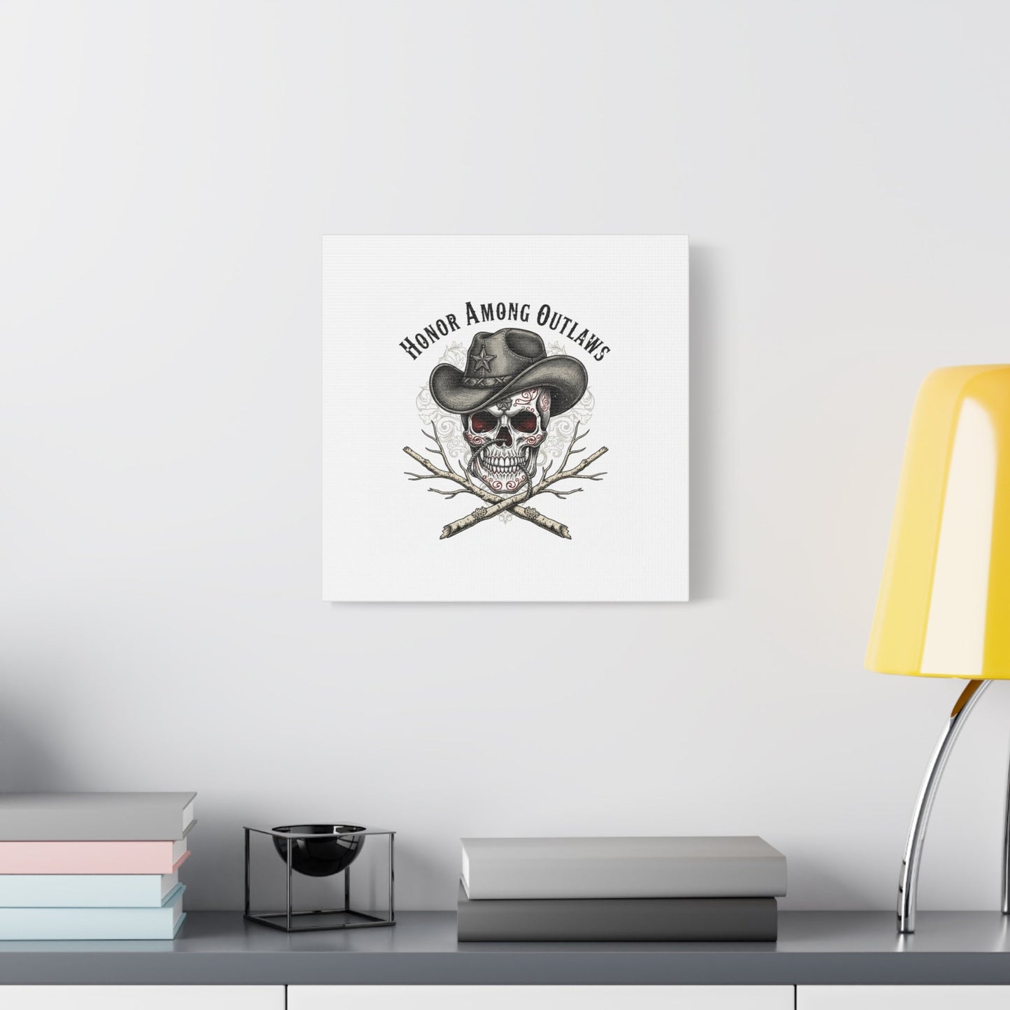 Honor Among Outlaws Canvas | Western Skull Art, Gothic Americana Desert Noir