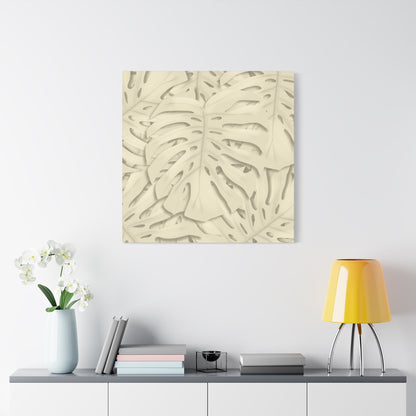 Beige Monstera Canvas Print – Botanical Wall Art