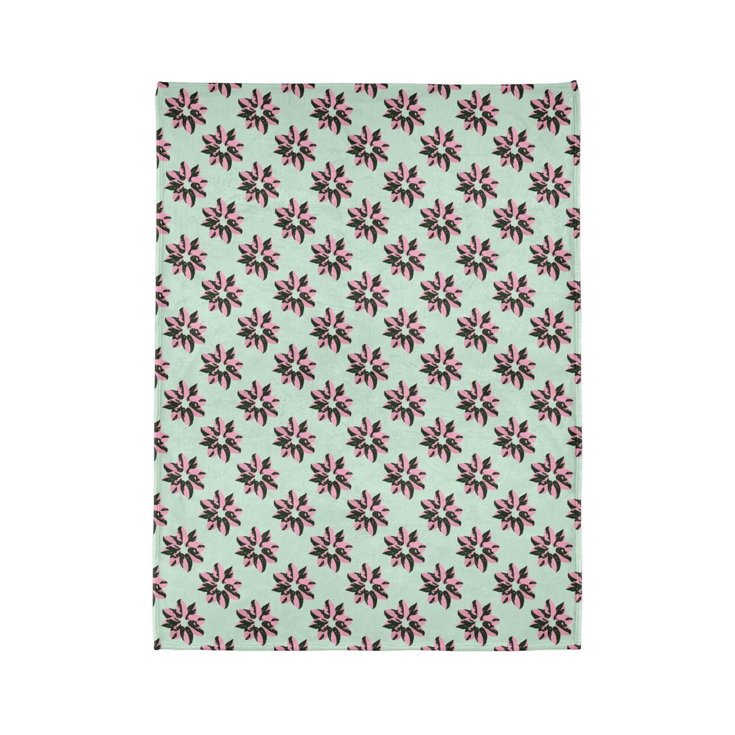 Pink Princess Philodendron Pattern Cozy Fleece Throw Blanket