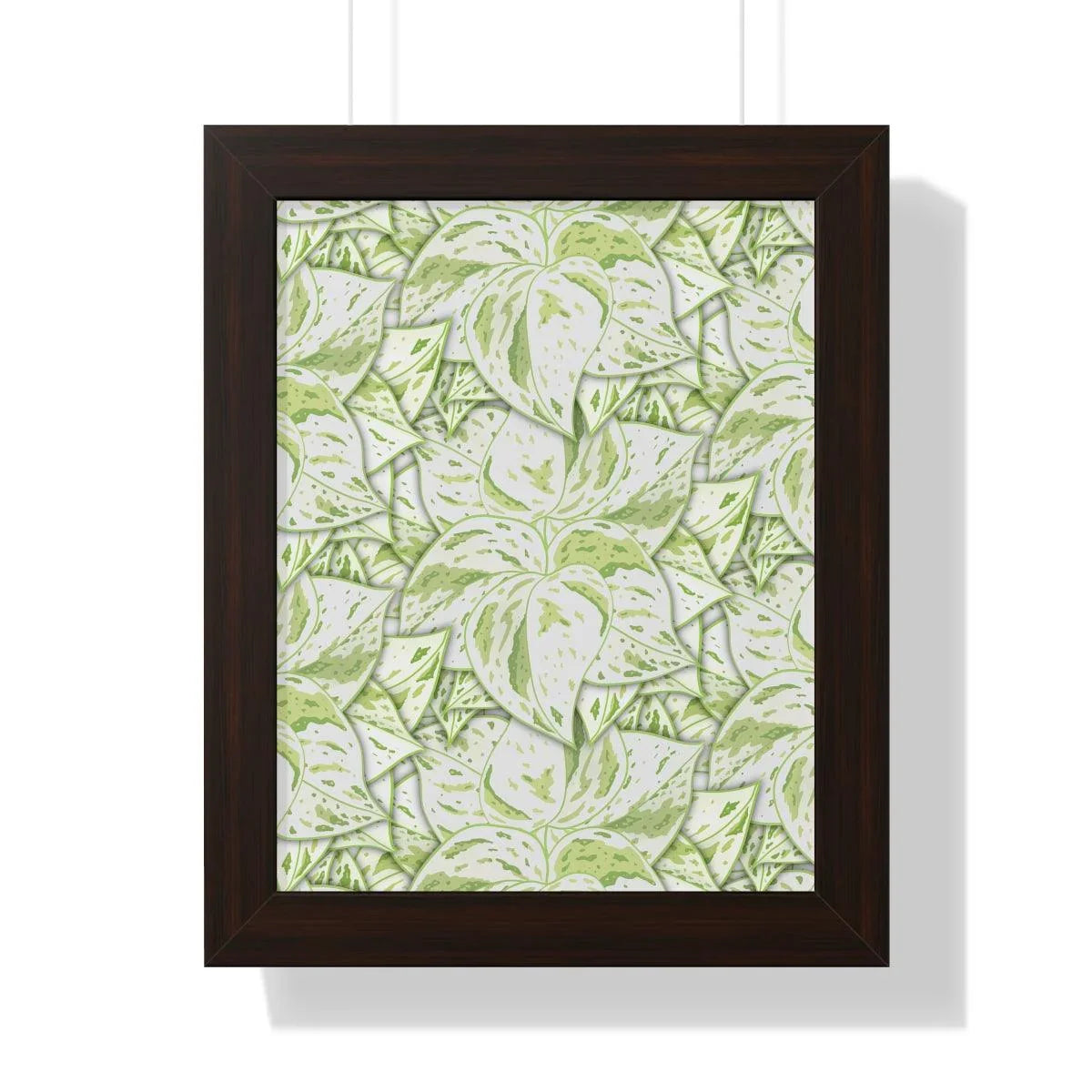 Snow Queen Pothos Pattern Framed Print – Botanical Wall Art