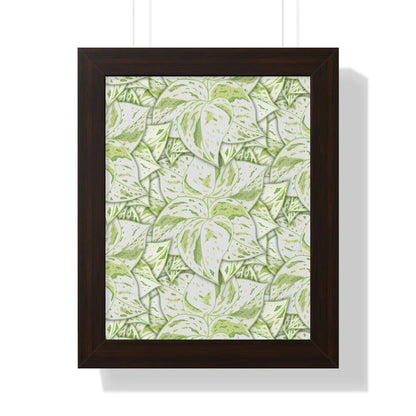 Snow Queen Pothos Pattern Framed Print – Botanical Wall Art