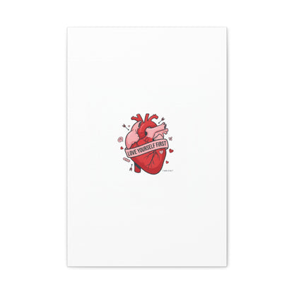 Love Yourself First Canvas, Hearts-with-a-Twist, Anti-Valentine Art