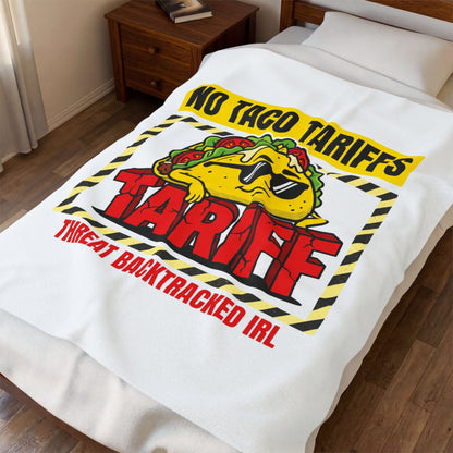 No Taco Tariffs Taco Pun Velveteen Plush Blanket | Tariff Backtrack Political Meme