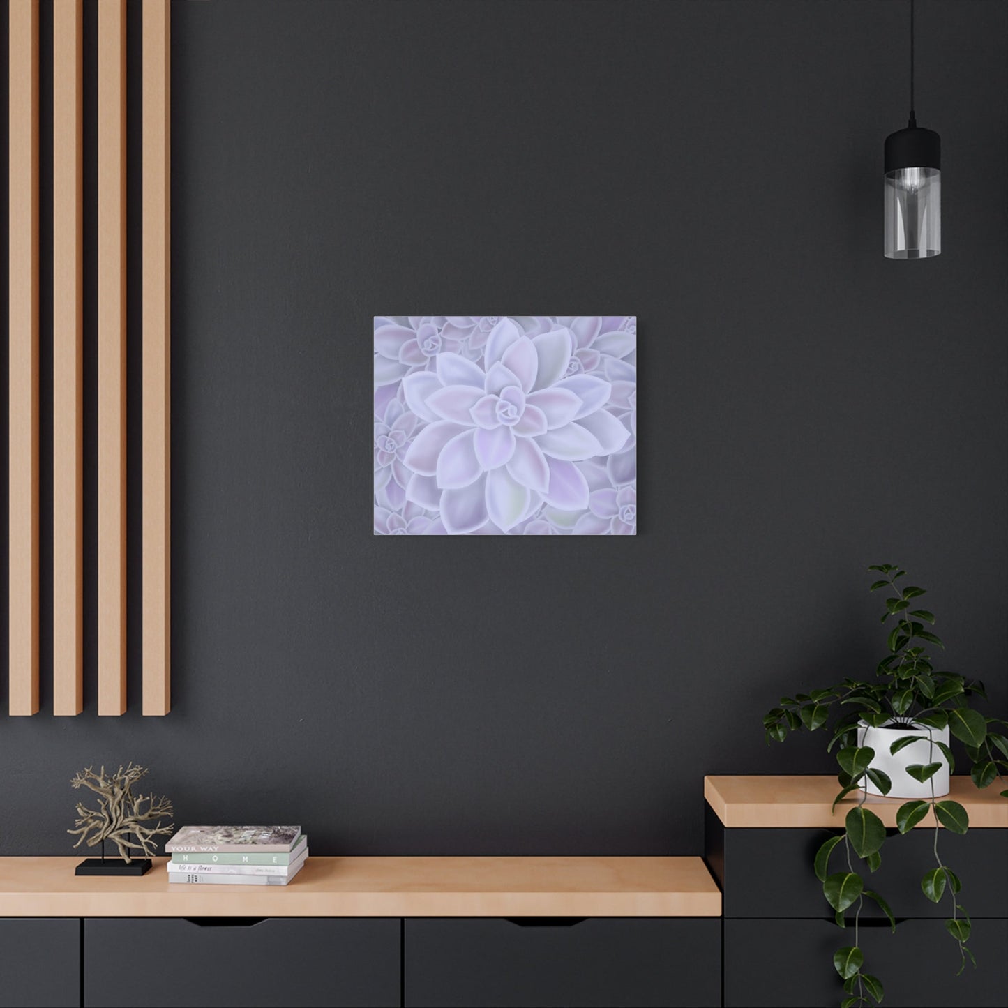 Graptopetalum Murasaki Succulent Pattern Canvas Print – Botanical Wall Art