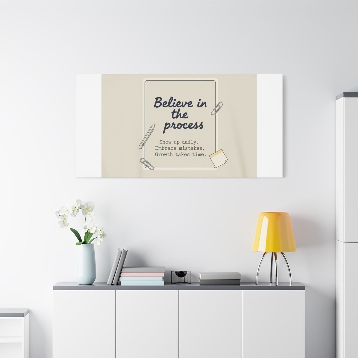 Believe in the Process Canvas | analogue note to self, handwritten reminder décor