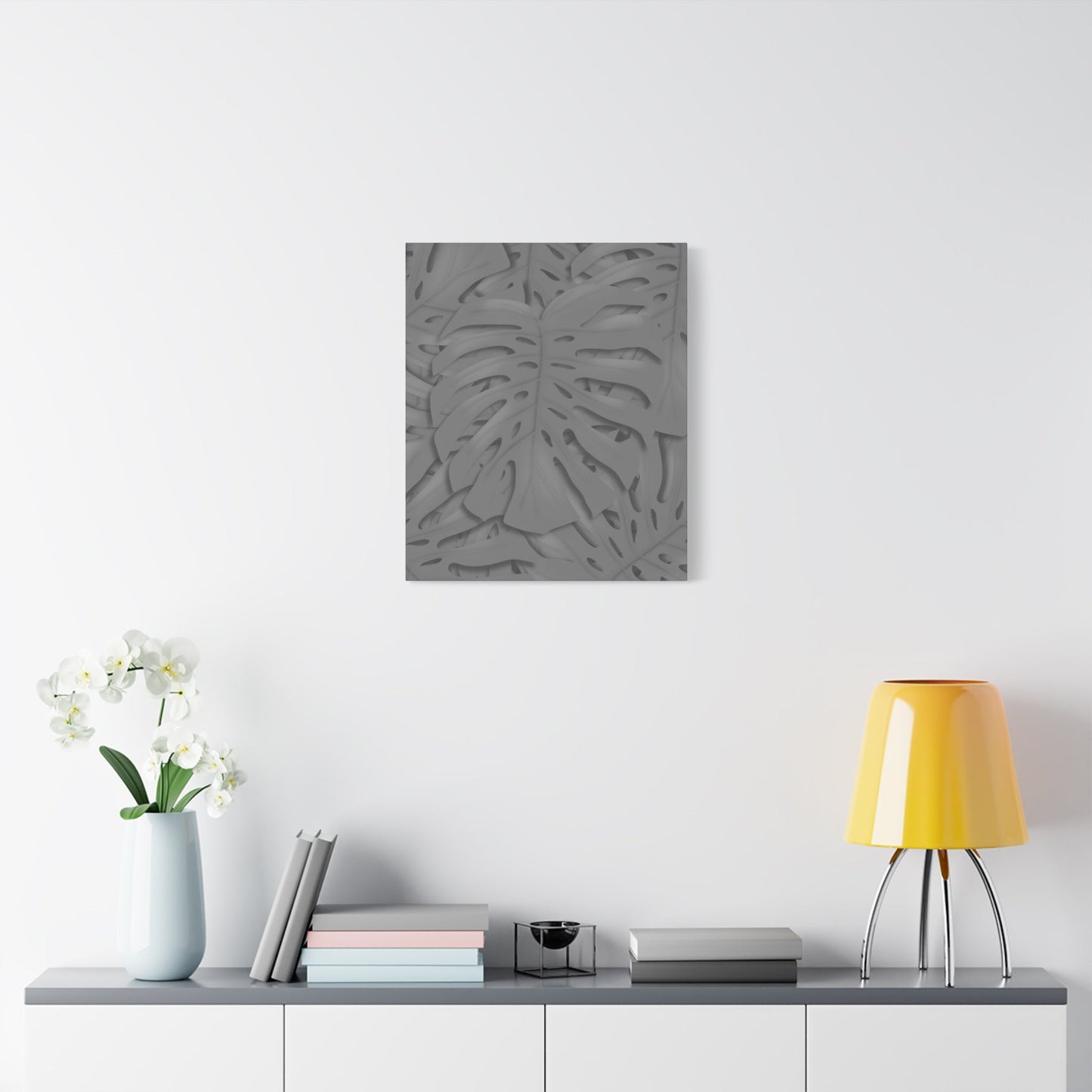 Grey Monstera Canvas Print – Botanical Wall Art
