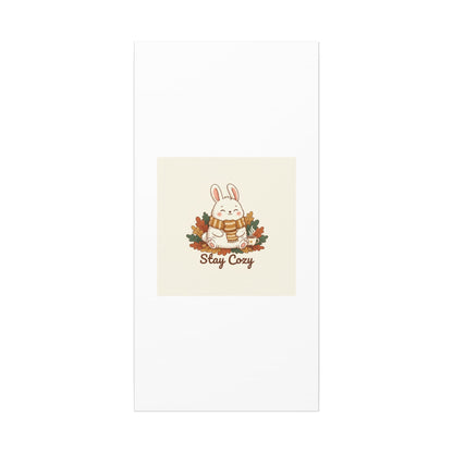 Cozy Bunny Illustration Canvas | Cute Critter Winter Forest Art
