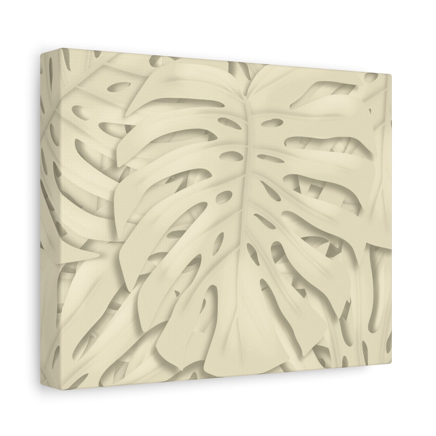 Beige Monstera Canvas Print – Botanical Wall Art