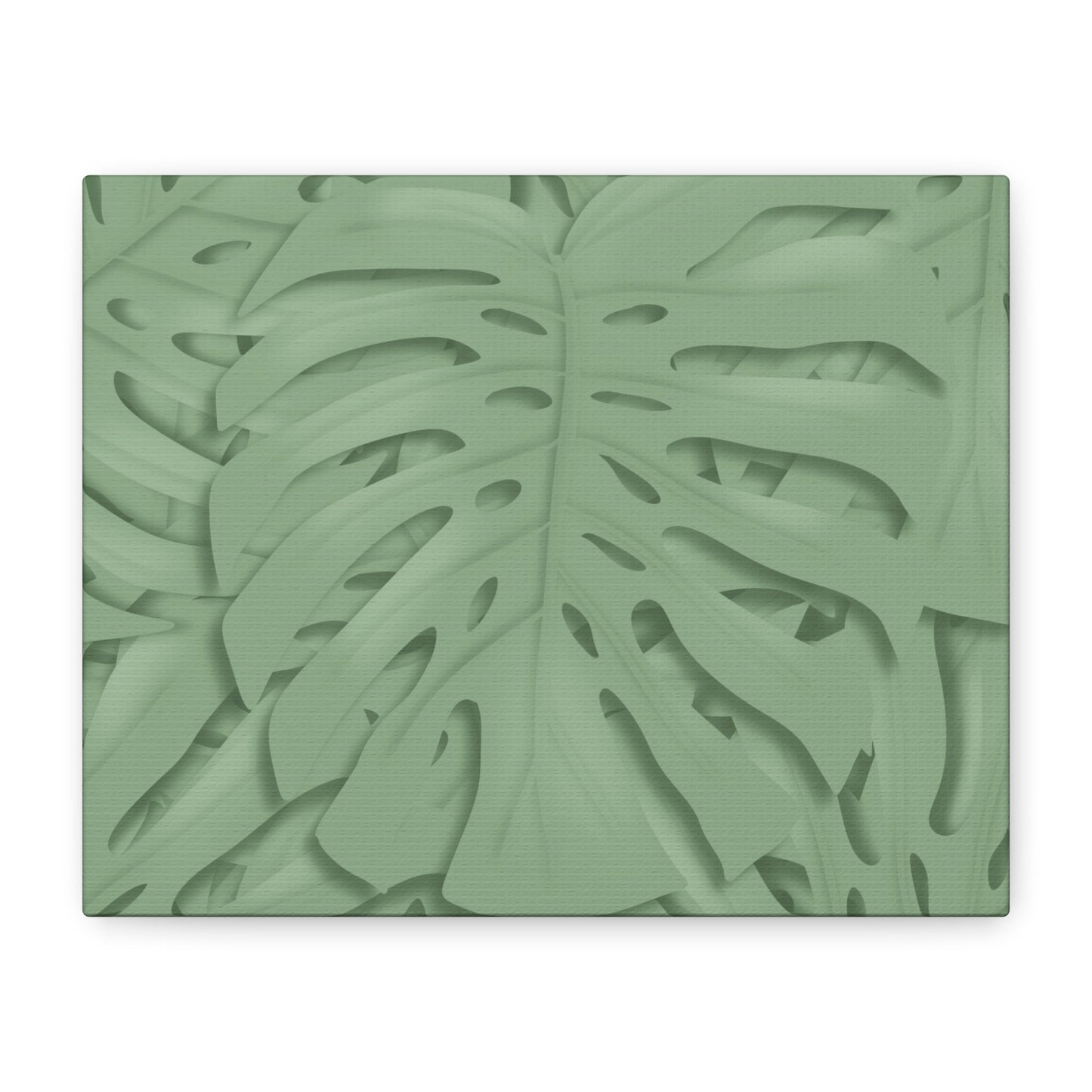 Sage Green Monstera Canvas Print – Botanical Wall Art