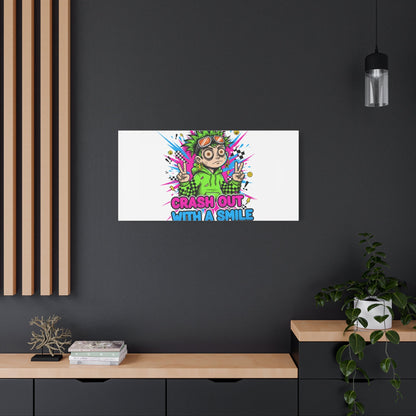 Crash Out With a Smile Canvas Print | Neon Skate Graffiti, Meme Meltdown Art