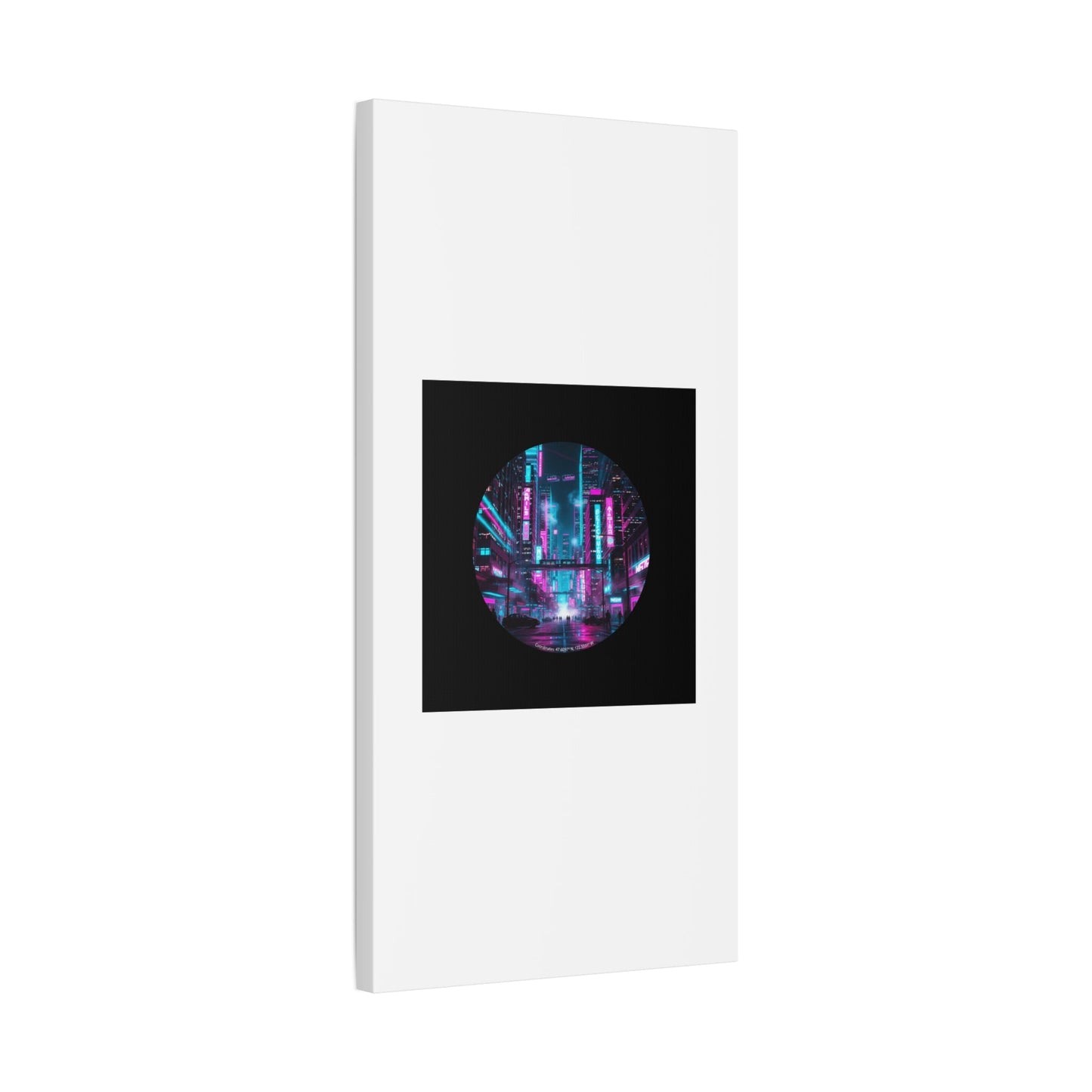 Neon Cyberpunk Cityscape Canvas | synthwave skyline, future city art