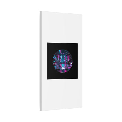 Neon Cyberpunk Cityscape Canvas | synthwave skyline, future city art