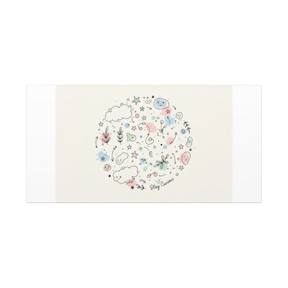 Doodle Circle Line Drawing Matte Canvas, Hand-Drawn Sketch Art