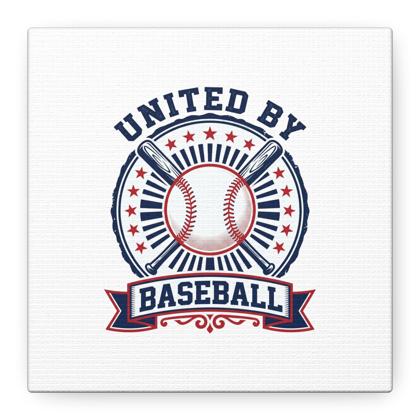 United by Baseball Canvas | Patriotic Baseball Graphic, Red White Blue Wall Art