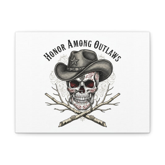 Honor Among Outlaws Canvas | Western Skull Art, Gothic Americana Desert Noir