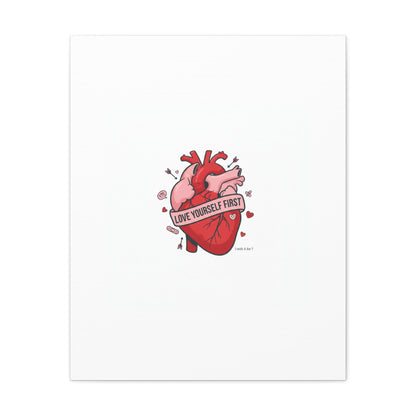 Love Yourself First Canvas, Hearts-with-a-Twist, Anti-Valentine Art