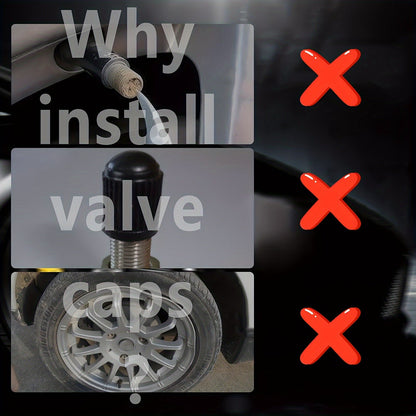A Collection of Four Glowing Tire Valve Caps Designed to Stop Air from Escaping, Ideal for Vehicles Like Cars, Bikes, And Trucks, Adding a Fashionable Touch
