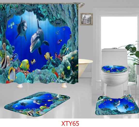 Ocean digital printing shower curtain