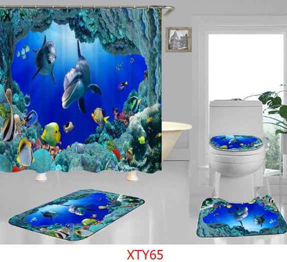 Ocean digital printing shower curtain
