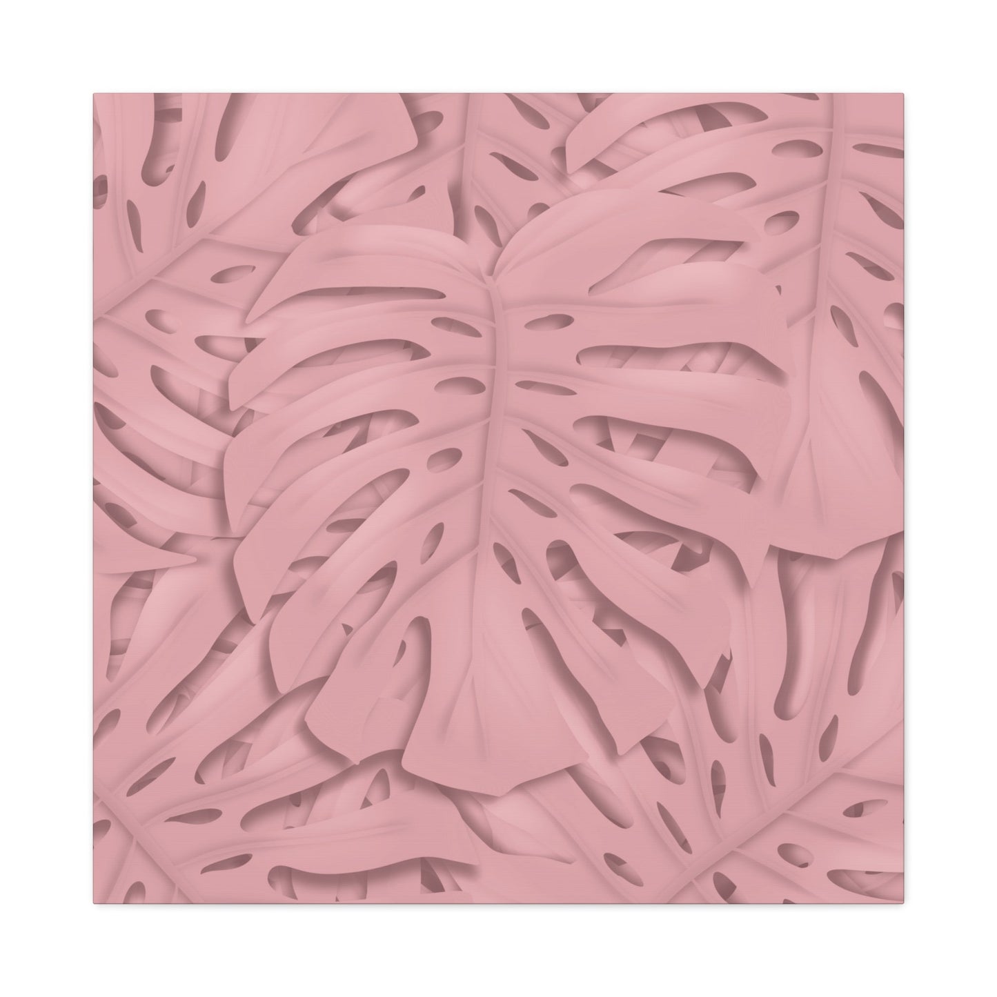 Soft Pink Monstera Canvas Print – Botanical Wall Art