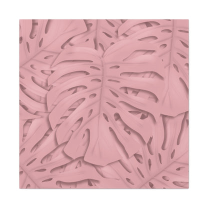 Soft Pink Monstera Canvas Print – Botanical Wall Art