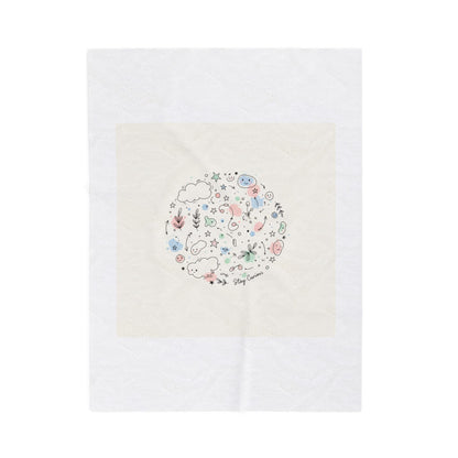 Whimsical Hand-Drawn Doodle Circle Blanket | Sketch Art Velveteen Plush