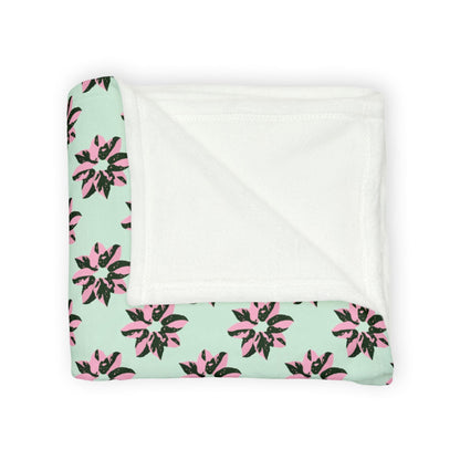 Pink Princess Philodendron Pattern Cozy Fleece Throw Blanket