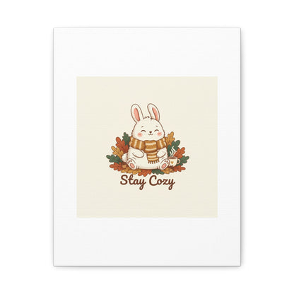 Cozy Bunny Illustration Canvas | Cute Critter Winter Forest Art