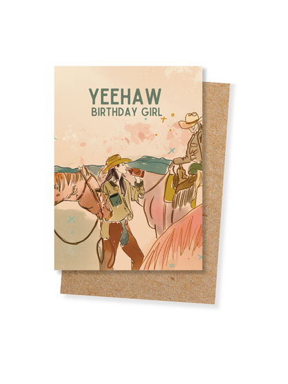YeeHaw Birthday Girl Cowgirl Western Birthday Card