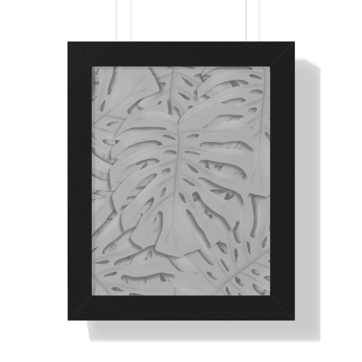 Soft Grey Monstera Framed Print – Botanical Wall Art