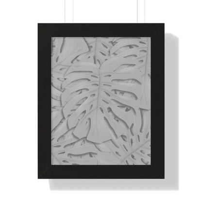 Soft Grey Monstera Framed Print – Botanical Wall Art