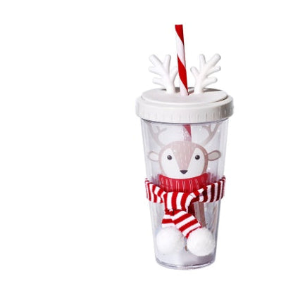Warm Hand Guard Flat Cover Straw Double Layer Plastic Cup