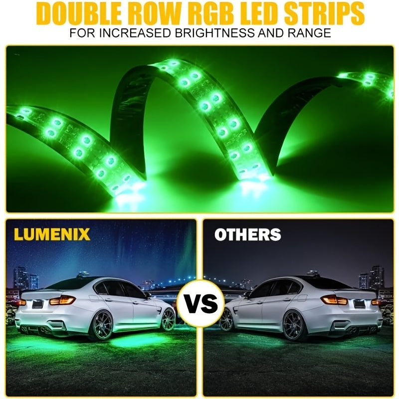 Car Lighting Kit, RGB Floor Lighting with Music Synchronization, Remote And App Control, Multiple Color Combinations, Remote Compatibility