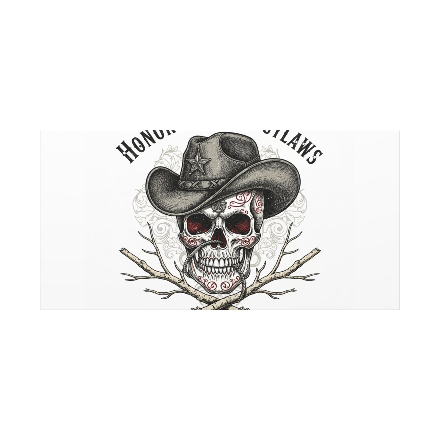 Honor Among Outlaws Canvas | Western Skull Art, Gothic Americana Desert Noir