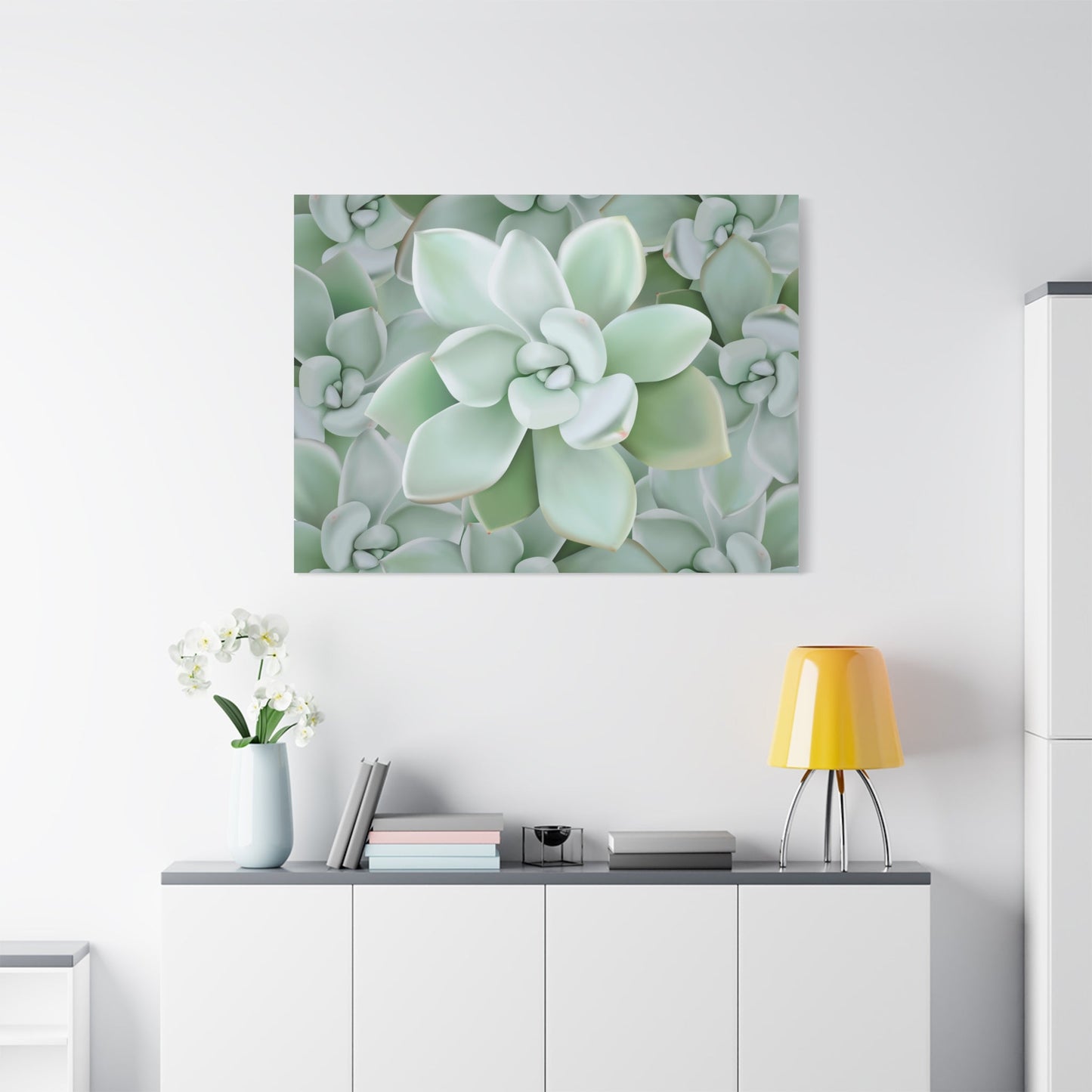 Pachyveria Haagei Succulent Pattern Canvas Print – Botanical Wall Art