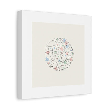 Doodle Circle Line Drawing Matte Canvas, Hand-Drawn Sketch Art