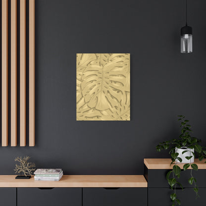Golden Monstera Canvas Print – Botanical Wall Art