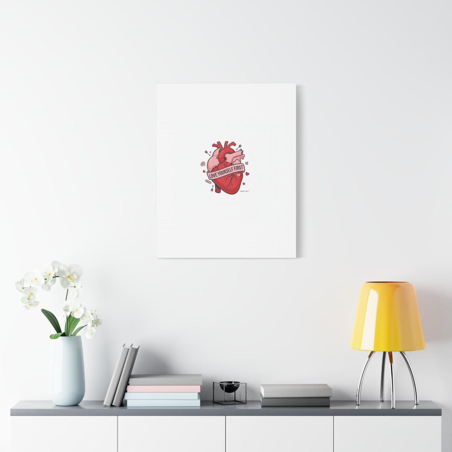 Love Yourself First Canvas, Hearts-with-a-Twist, Anti-Valentine Art